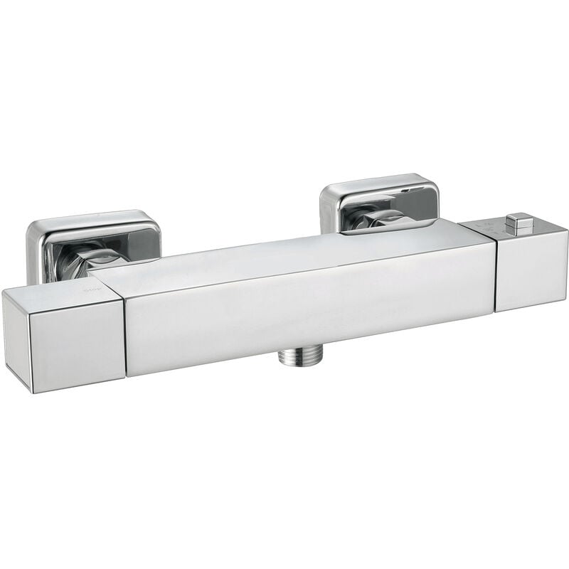 Robinet de Douche Thermostatique Mélangeur K2O Chillout Relax 26,2x6,3x7,1 cm Mural 2 Boutons Finition en Laiton Chromé
