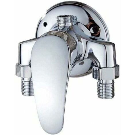 JALLERIA Grifo mezclador de ducha para baño, monomando de latón, para pared, para baño, agua fría y caliente, cromado