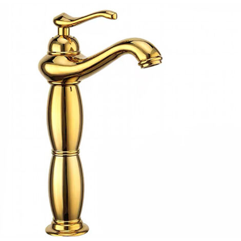 Grifo mezclador de estilo retro con maneta giratoria clásica, apto para baños y cocinas, con acabado dorado de alta gama.