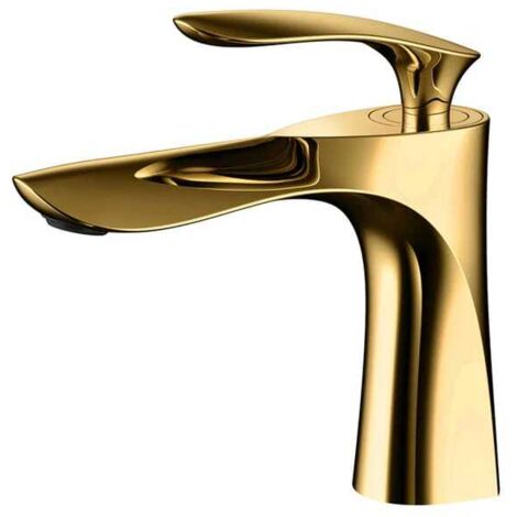 Grifo mezclador de lavabo de latón chapado en oro