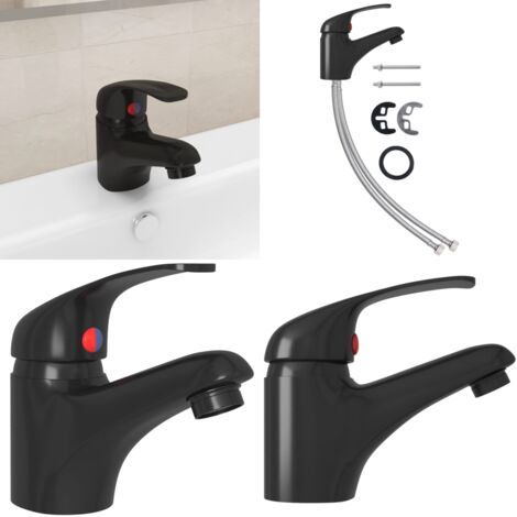Grifo mezclador de lavabo negro 13x10 cm - Grifo de cocina - Grifo de lavabo