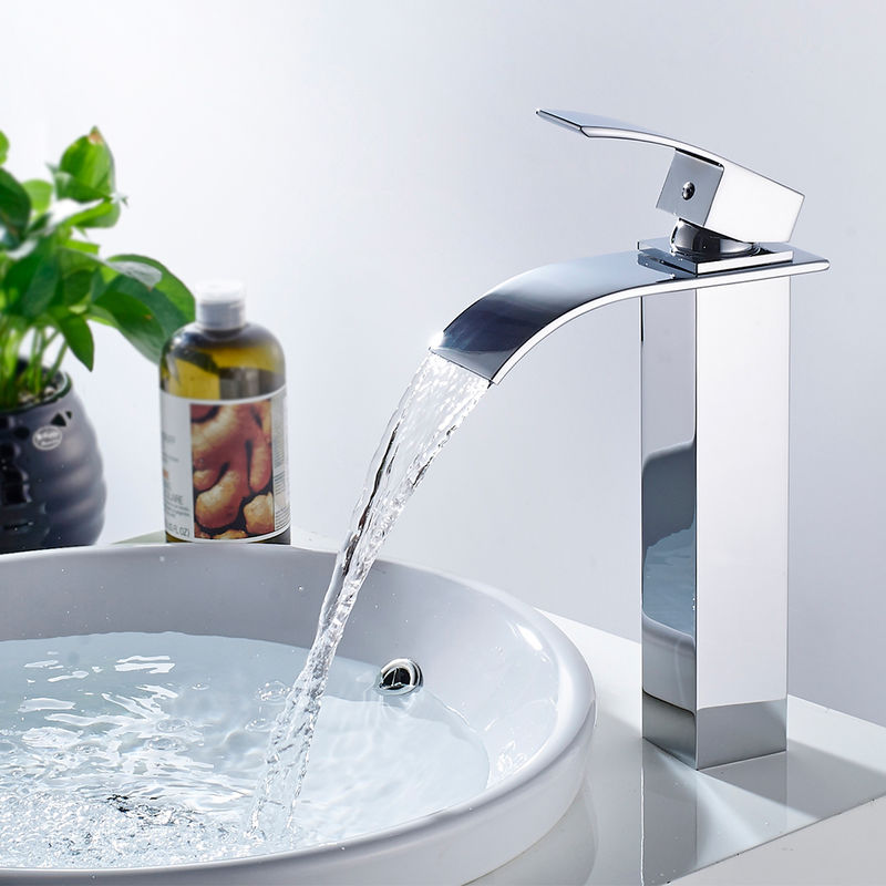 

Grifo mezclador monomando Auralum, de cascada, para lavabo (baño)