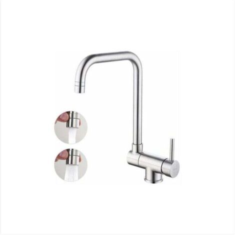 Grifo mezclador para fregadero con caño extraíble giratorio de 360°, de acero niquelado cepillado, para cocina, extraíble para fregadero, contra ventana