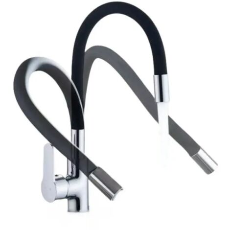 Grifo mezclador para fregadero con caño flexible, grifo de cocina, grifo mezclador flexible giratorio de 360°, negro