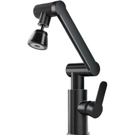 Grifo mezclador robótico de color negro mate, grifo multifuncional antisalpicaduras, apto para su uso en la cocina y el baño.