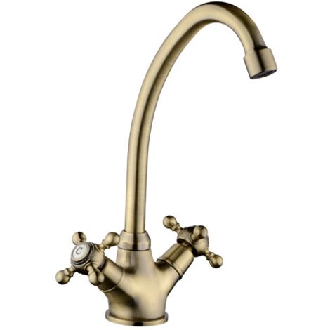 Grifo Monobloc Fregadero Atenas Curvo Bronce, 29cm(alto) 15.4cm(largo).