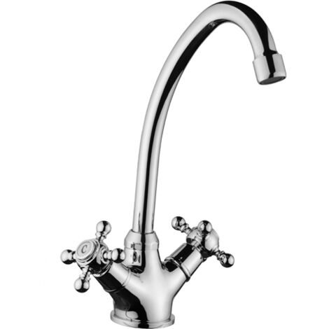 Grifo Monobloc Fregadero Atenas Curvo Cromo, 29cm(alto) 15.4cm(largo).