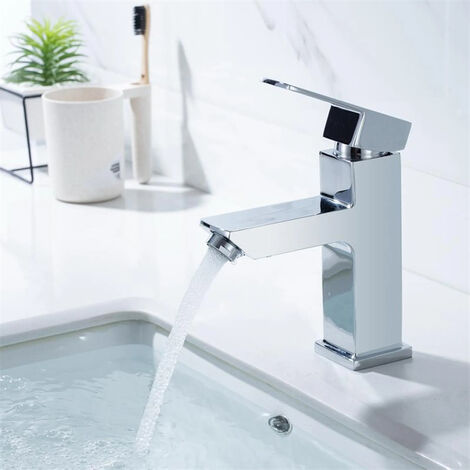 Grifo Monomando Agua Fría y Caliente con Aireador sin Salpicar Color Plateado Ahorro del Agua para Cuarto de Baño