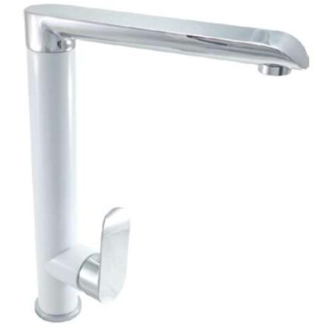 Grifo monomando Alemania en color blanco y cromo 31 cm(alto)18.8 cm(largo)