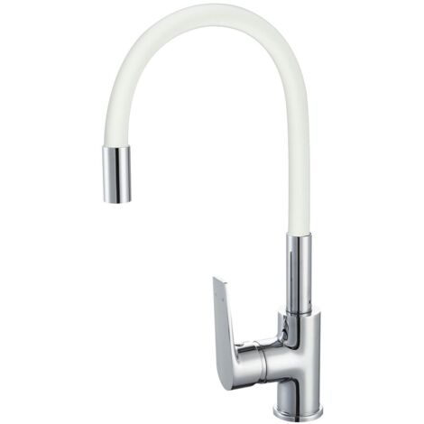 Grifo Monomando Artic Fregadero Goma Flexible Blanco