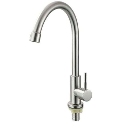 Grifo monomando de acero inoxidable para cocina, giratorio 360°, solo agua fría.