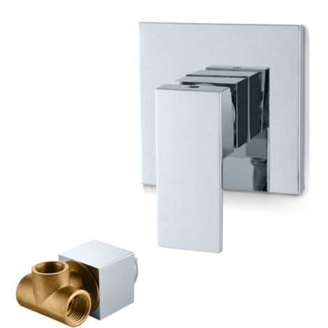 Grifo monomando de cobre para ducha mural, mezclador cuadrado monomando para bañera y ducha, para baños - Plateado