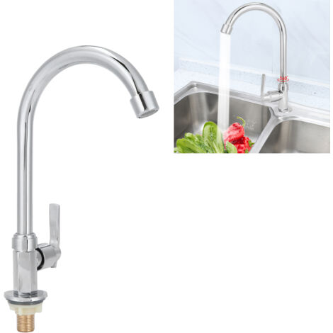Grifo monomando de cocina de acero inoxidable G1/2 con caño alto, función giratoria de 360°, fácil instalación para lavabos/fregaderos (dimensiones 27x17cm).