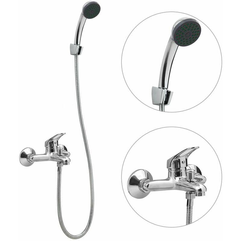 

Grifo monomando de ducha/bañera con flexo y alcachofa cromado