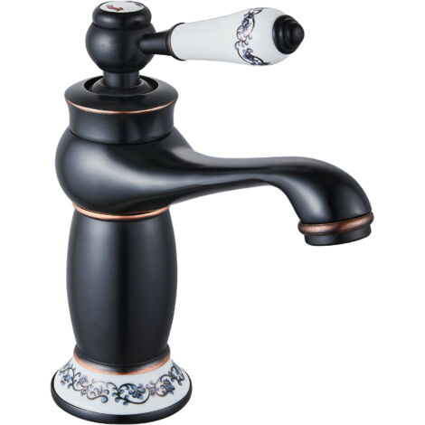 Grifo monomando de lavabo en negro modelo Neoclásico