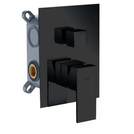 Grifo monomando de pared para ducha de 3 vías fabricado en latón de color negro mate de Imex