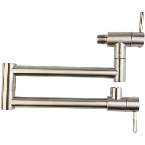 Grifo monomando de pared para refrigeración, grifo de fregadero de cocina con doble soporte, un solo orificio y diseño giratorio plegable para cocina y baño.