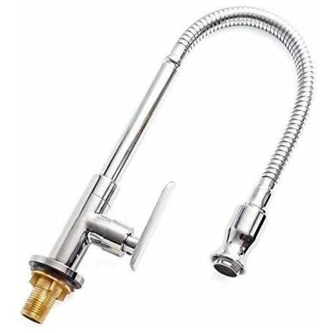 Grifo monomando flexible para fregadero de cocina, grifo monomando para lavabo de agua fría, grifo para lavabo, montaje en cubierta, acabado cromado
