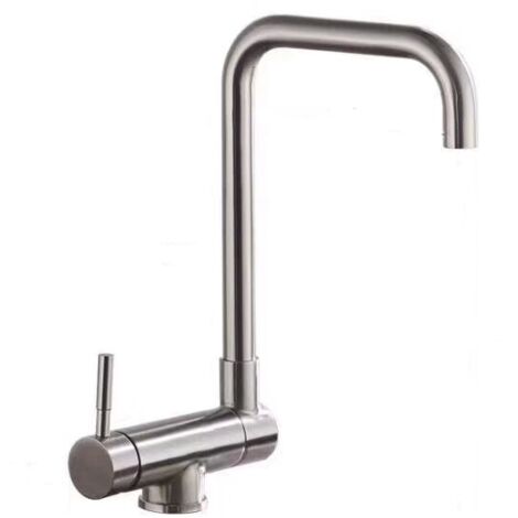 Grifo Monomando Fregadero Abatible Inox Satinado, 34cm(alto) 20.1cm(largo).