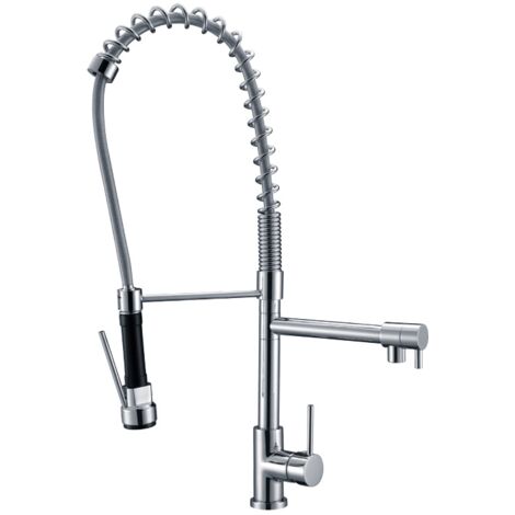 Grifo Monomando Fregadero Columna Industrial Doméstico cromo. 49.5cm(alto) 24cm(largo).