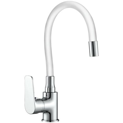 Grifo Monomando Java Fregadero Goma Flexible Blanco