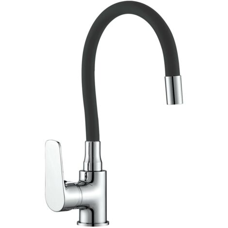 Grifo Monomando Java Fregadero Goma Flexible Negro