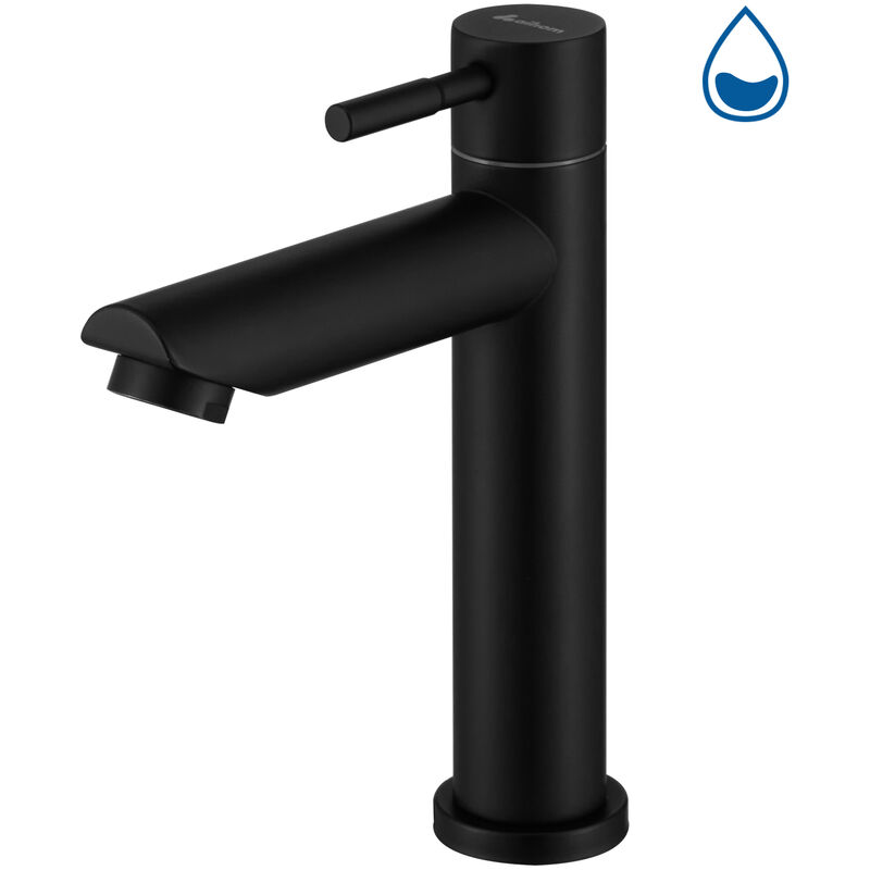 

Aihom - Grifo Monomando Lavabo para Agua Fría, Mezclador para Baño negro Estándar Universal G3/8