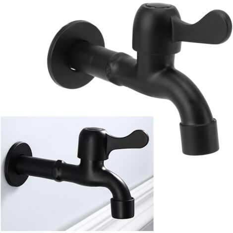 Grifo monomando para lavabo, acero inoxidable 304, montaje en pared G1/2, maneta monomando alargada, color negro.