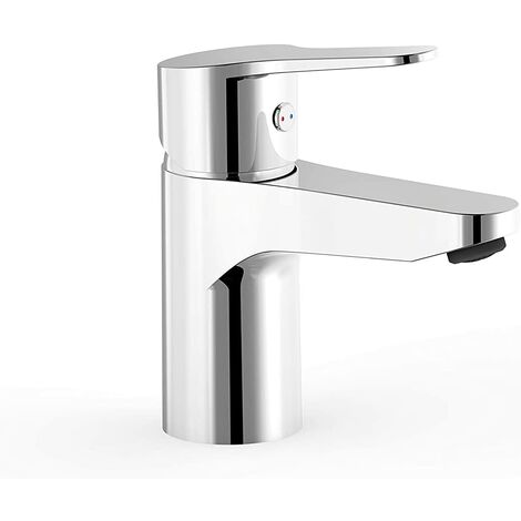 Grifo monomando para lavabo Con maneta. Latiguillos de alimentación flexibles G3/8. - Cromo