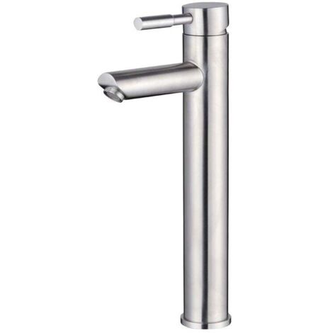 Grifo monomando para lavabo de baño, de acero inoxidable, con un solo orificio, níquel cepillado.