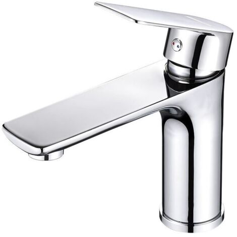 Grifo monomando para lavabo, de cerámica, silencioso, extraíble, acabado cromado, plateado.