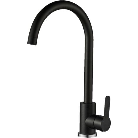 Grifo monomando para lavabo, negro, caño en U