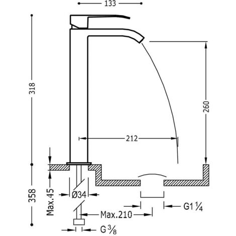 GRIFO MONOMANDO XXL PARA LAVABO CON MANETA