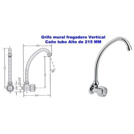 Grifo mural de fregadero vertical alto 22 cm GENEBRE 68083 114566