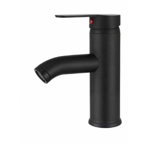 Grifo negro mate, mezclador de lavabo de cobre, baño, mate, grifo de agua caliente, fregadero, grifos elegantes y diseño retro, grifo de palanca de un solo orificio, fregadero duradero, Irisfr (1 S