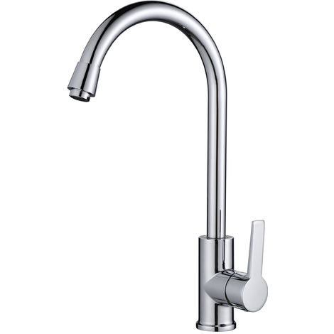 Grifo para Fregadero 360° Giratorio Monomando Grifo de Cocina Mezclador Agua Fría y Caliente, Color Cromo