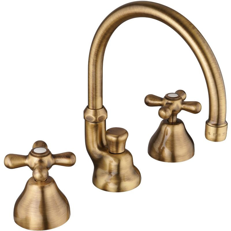 

Piralla Rubinetteria - Grifo para lavabo de 3 orificios con caño alto en color bronce Piralla Sofia 0SFF3035A17 | Bronce - Desagüe automático 1'1/4