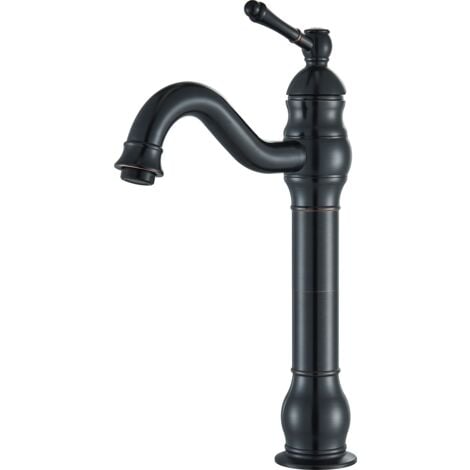 SUGUWORD Grifo para lavabo de acero inoxidable Negro Grifo para lavabo con ahorro de agua Grifo para lavabo de cromo con control de frío y caliente