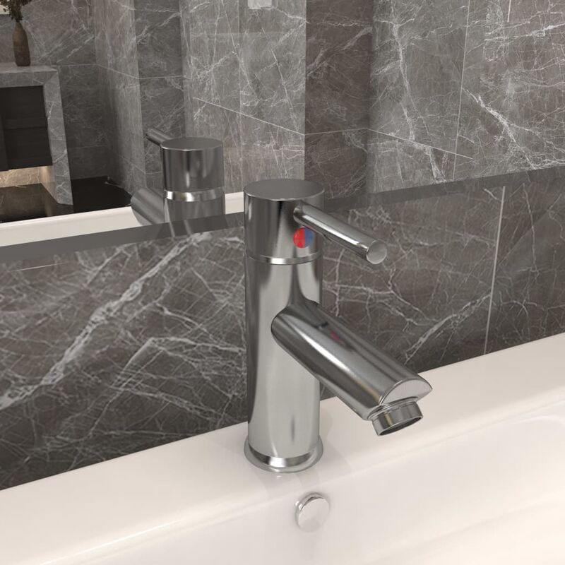 

Grifo para lavabo de baño acabado plateado 130x176 mm