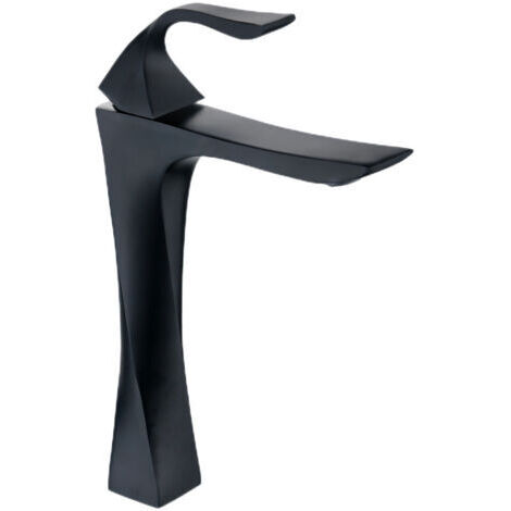 Grifo para lavabo de baño, grifo de agua fría y caliente, grifo para mueble de baño de estilo creativo, grifo para bañera doméstica de aleación de zinc, 31 cm de alto, negro