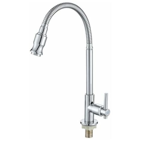 Grifo para lavabo de baño, grifo de cocina giratorio de 360 grados, grifo individual de agua fría, cuello flexible para lavandería, jardín y cocina.