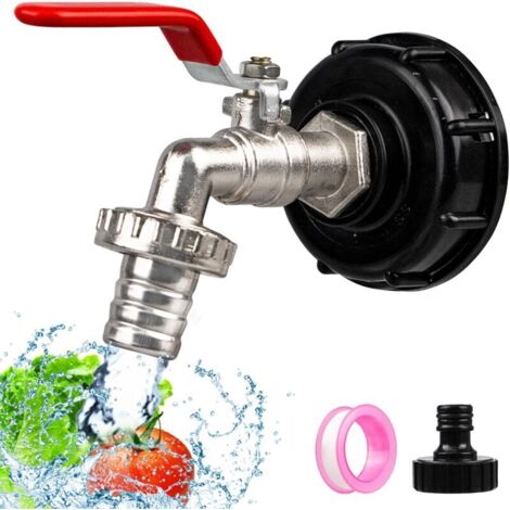 Grifo para tanque, adaptador de tanque de 1/2", grifo para tanque IBC, grifo para tanque S60X6 con adaptador de plástico, colector de agua de lluvia