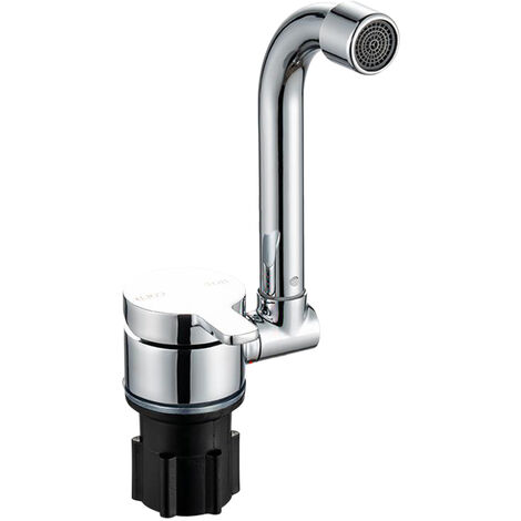 Grifo plegable para autocaravana, grifo de cocina con rotación de 360°, grifos de agua monomando para fregadero, con entrada de agua fría y caliente