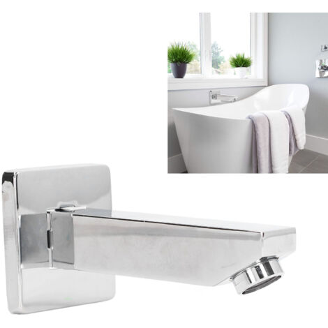 Grifo rectangular de cobre para bañera, G1/2, elegante, de montaje en pared para baños, incluye accesorios de montaje y anillo para lavabo.