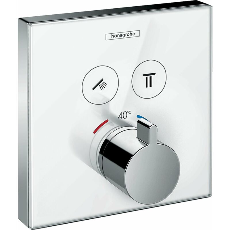

Ducha Ducha de mesaDucha de mesaSeleccione el termostato de vidrio, empotrado, 2 consumidores, color: Cromado / Blanco - 15738400 - Hansgrohe