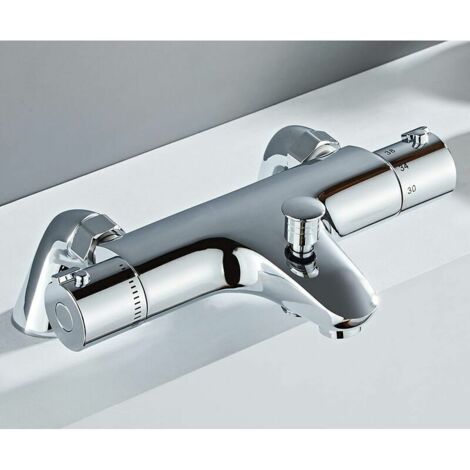 Grifo termostático para bañera, grifo termostático para bañera, mezclador de ducha con control de temperatura, latón, acabado cromado, para montar en bañera