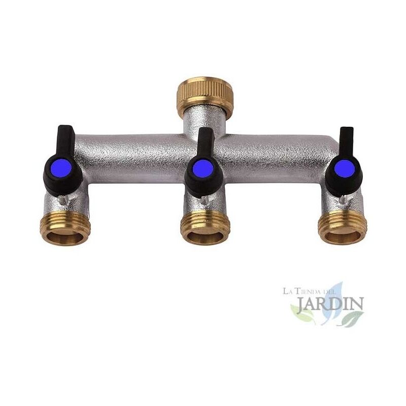 

Grifo triple metal 3 salidas, rosca 3/4'