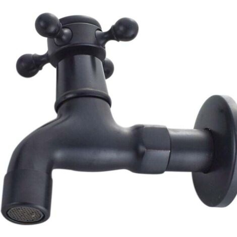 Grifo vintage de agua fría AIPERQ con una sola manija y puerto G1/2 para lavabo de baño (negro)