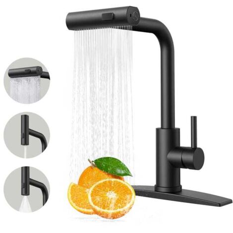 Grifos de cocina, grifo de cocina con rociador extraíble, acabado mate, grifo de fregadero de cocina moderno de acero inoxidable