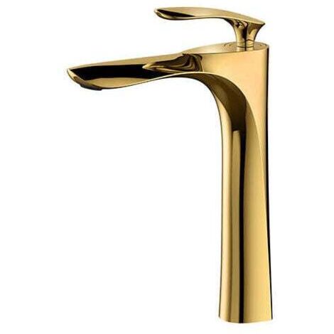 Grifos de lavabo monomando para baño, cuerpo dorado alto, con manguera de conexión de 60 cm (2 unidades)